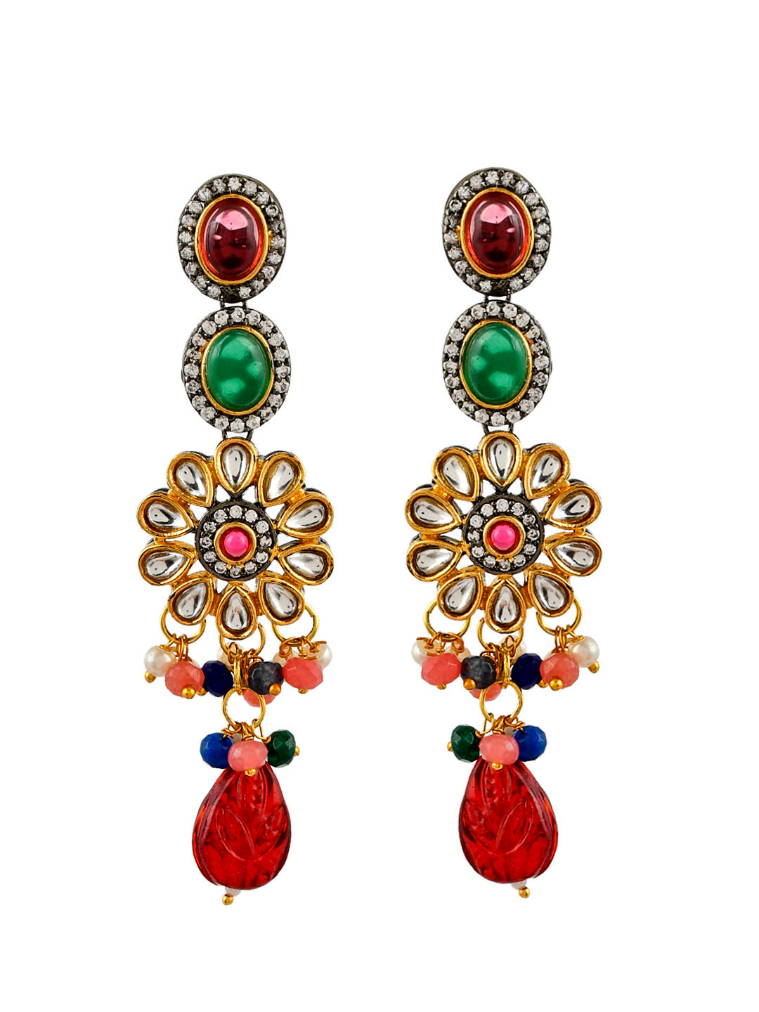 Kundan Multicolor A D Layered Jewellery Set