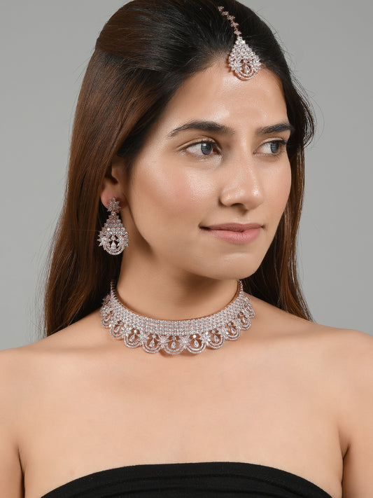 Rose Gold American Diamond Jewellery Sets for Women Online