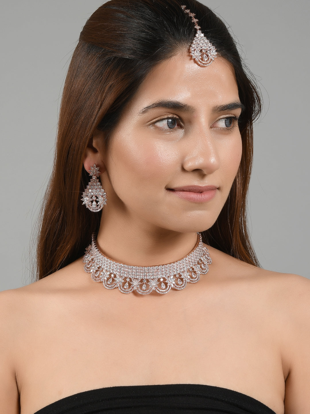 American diamond bridal necklace set Unique design