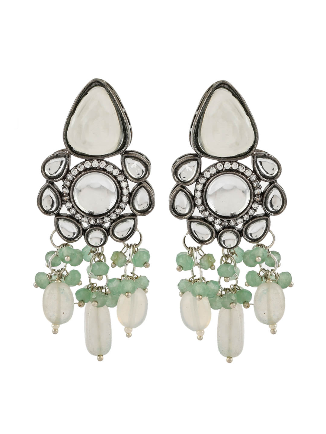 Lime Green Beads Kundan Jewellery Set