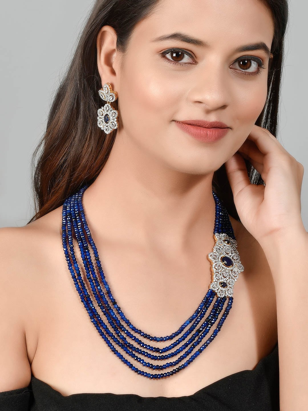 Sapphire Blue Ad Long Jewellery Sets for Women Online