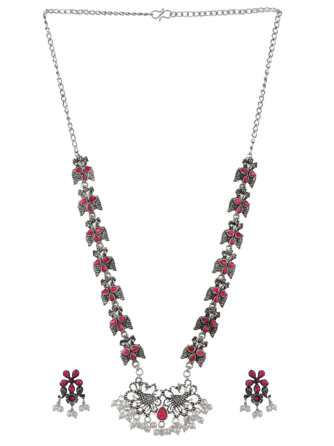 Buy 11 Carat Lab Ruby and Moissanite Silver Statement Necklace Online in  India - Etsy