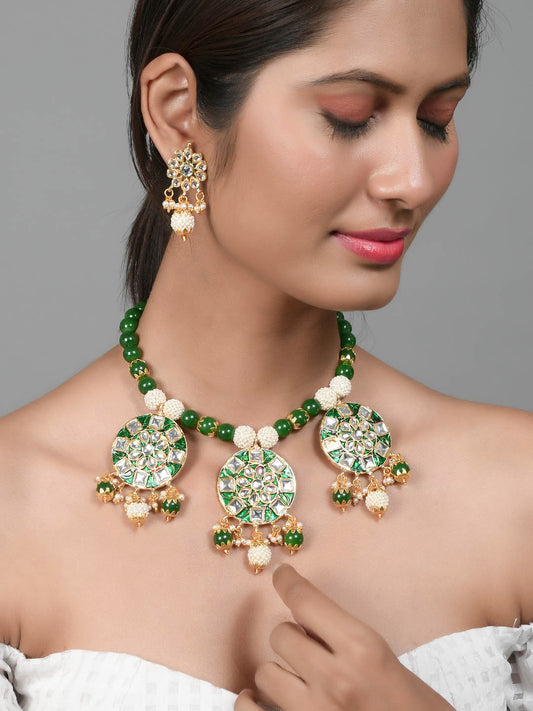 Green Meenakari Pankhudi Jewellery Sets for Women Online
