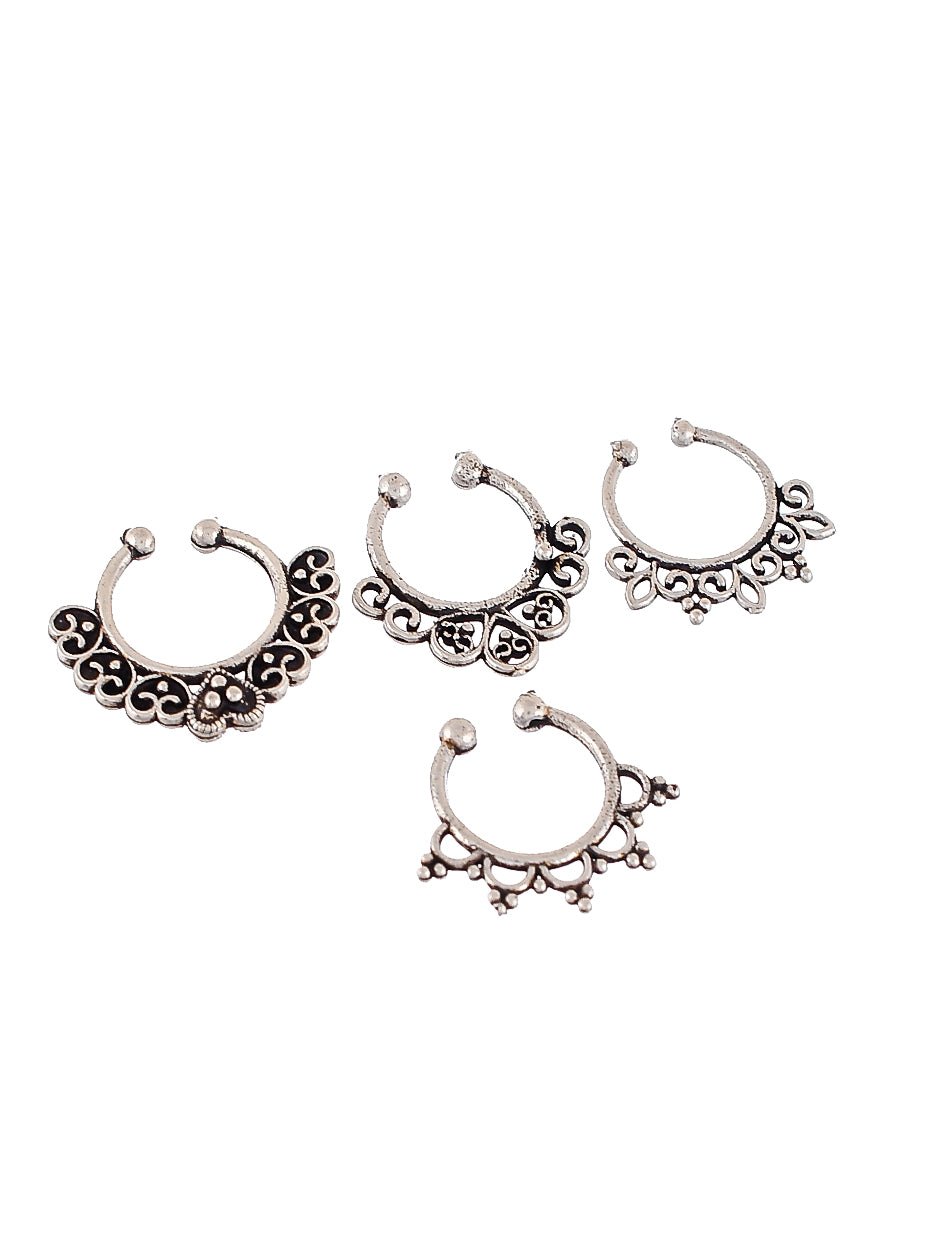 Set Of 4 Silver Plated Septum Ring