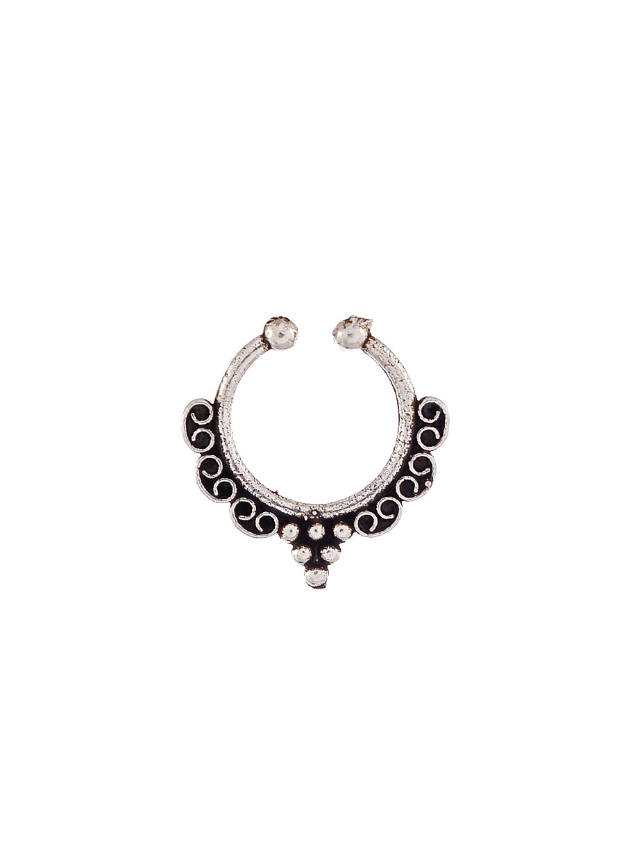 Set Of 4 Oxidised Silver Plated Septum Nose Rings