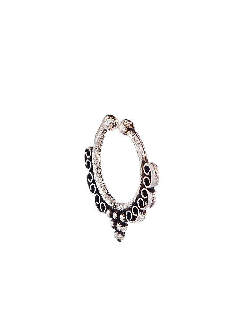 Set Of 4 Oxidised Silver Plated Septum Nose Rings