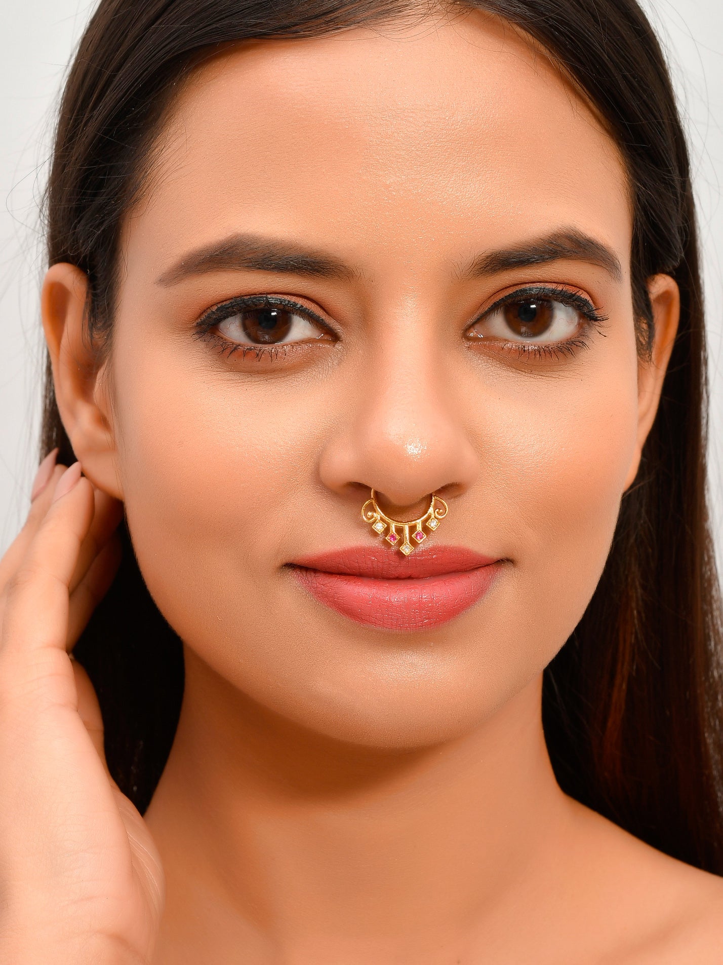 5 Diamond Gold Septum Hoop Nose Ring – Indian Goddess Boutique llc