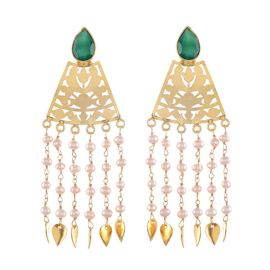 Gold Plated Contemporary Sterling Silver Handcrafted Drop Earrings for Women Online