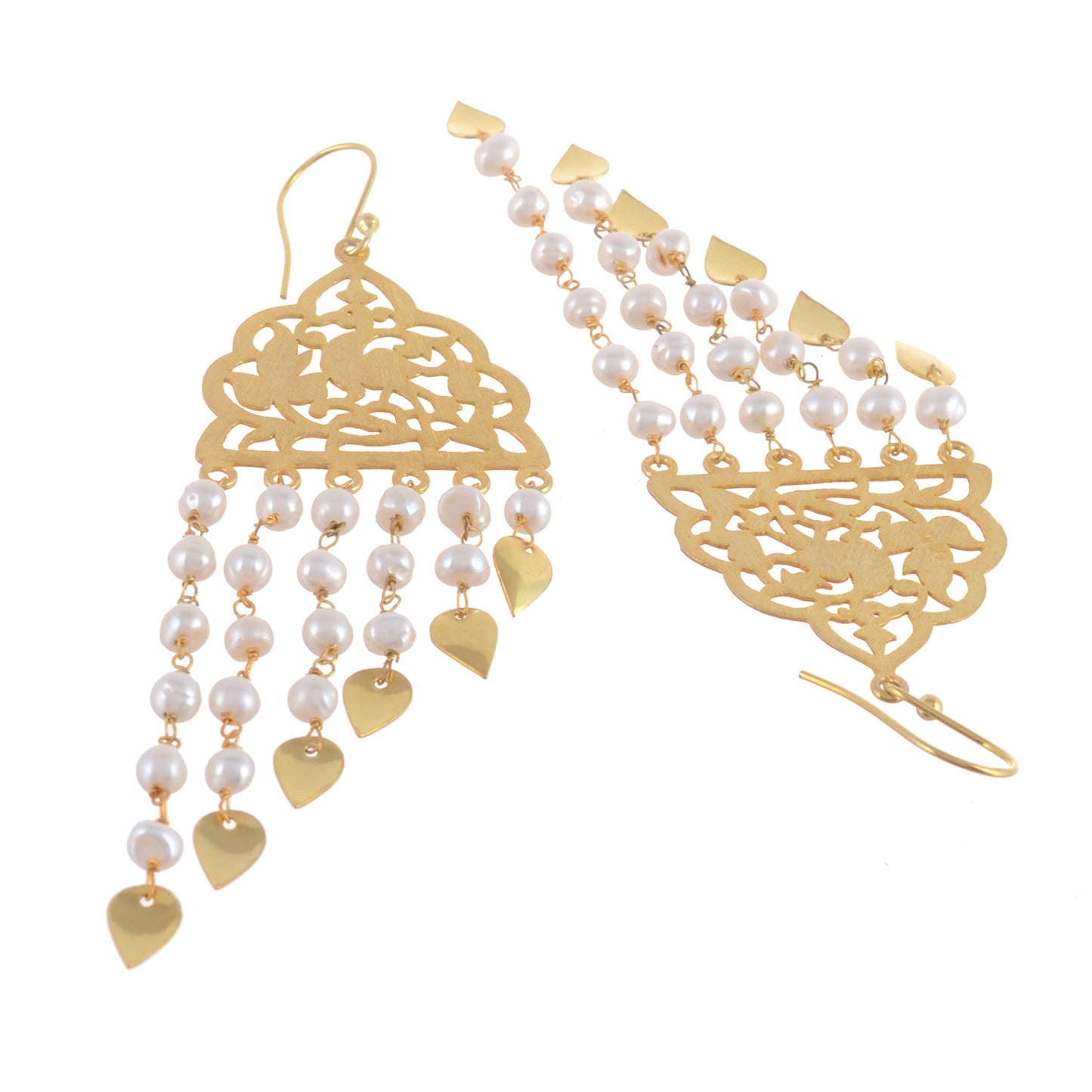 Sterling Silver Gold Plated Pearl Earrings For Women