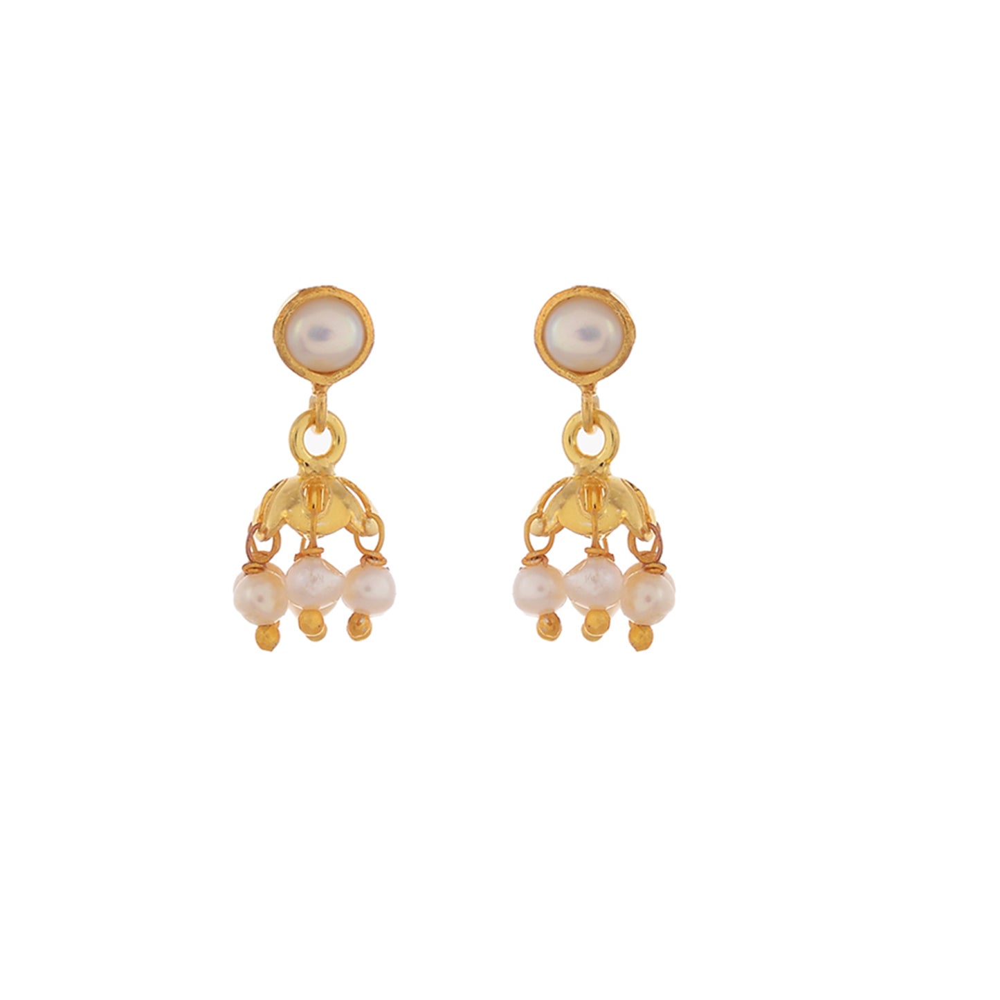 Gold Plated Sterling Silver Pearl Small Jhumki Earrings for Women Online