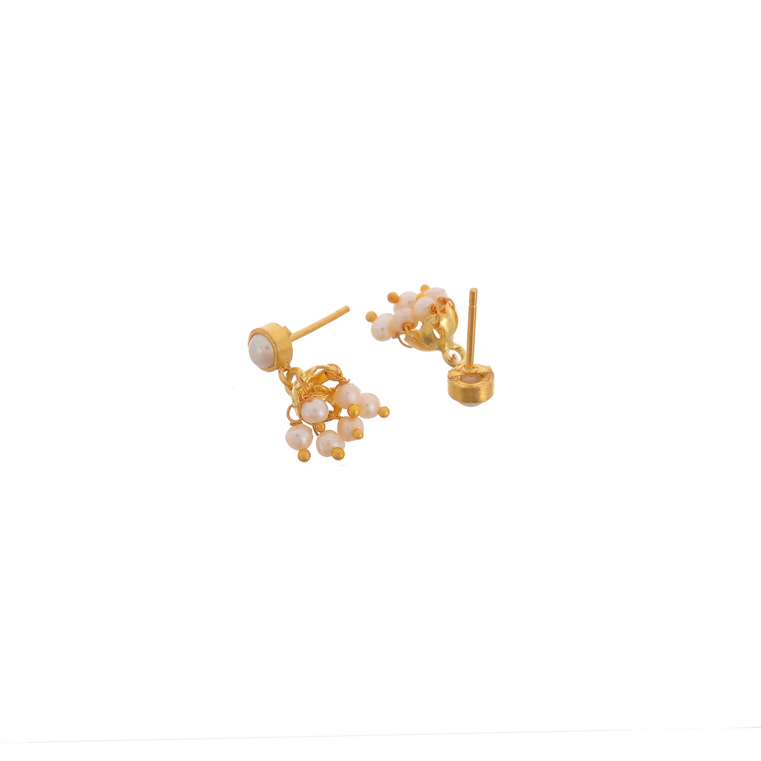 Gold Plated Sterling Silver Pearl Small Jhumki Earrings For Girl