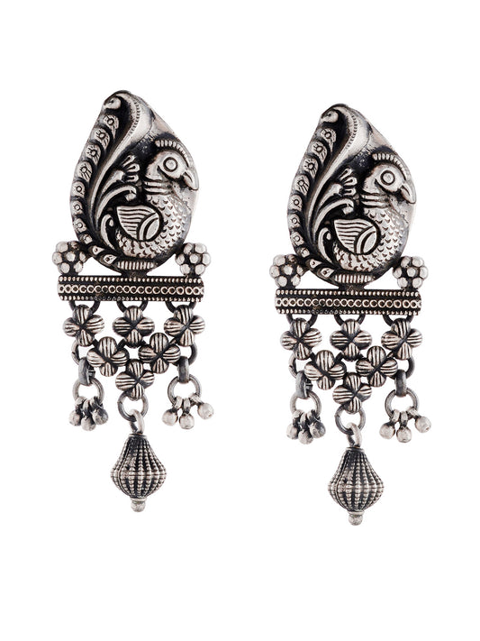 Traditional Oriental Sterling Silver Earrings\