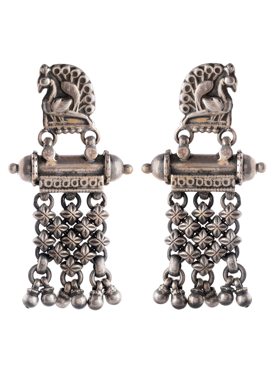 The Samatva Silver Earrings(Red)-Buy Temple Jewellery Earrings Online — KO  Jewellery