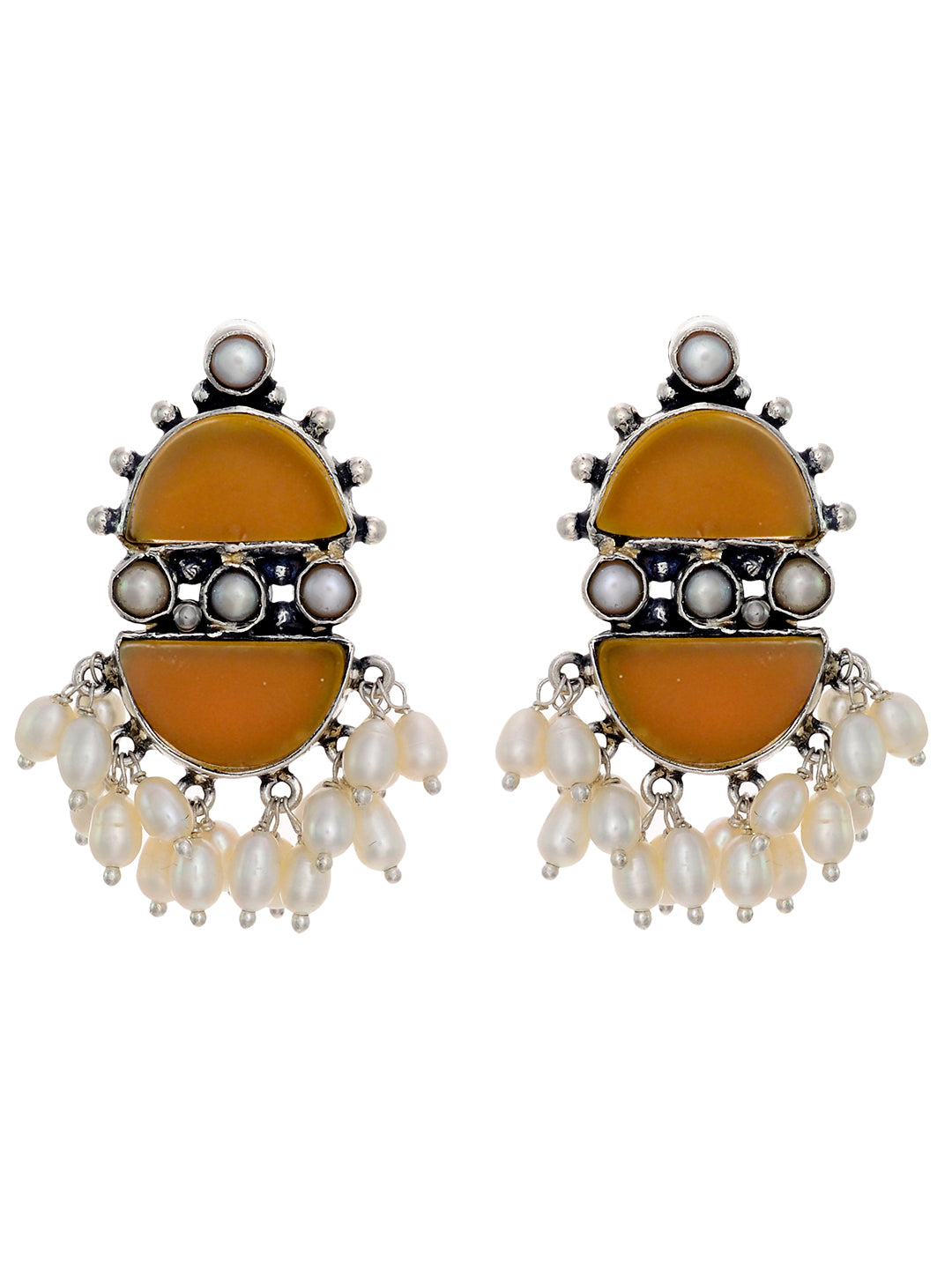 Sterling Silver oxidised Pearl Earrings