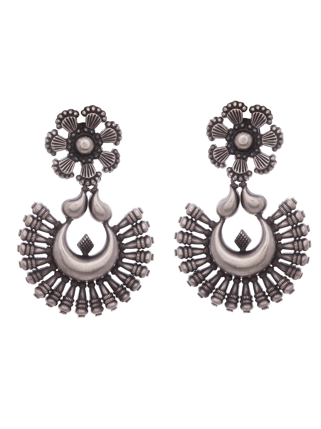 Sterling Silver Crescent Chandbali Drop Earrings for Women Online