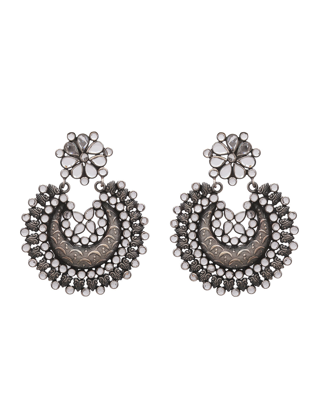 Yellow Chimes Oxidised Earrings for Women Silver Oxidised Black Jhumka –  YellowChimes