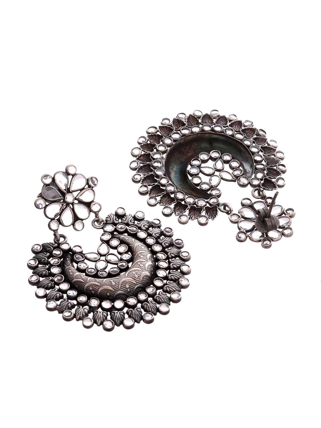 Silver Plated Classic Oxidized Drop Earrings
