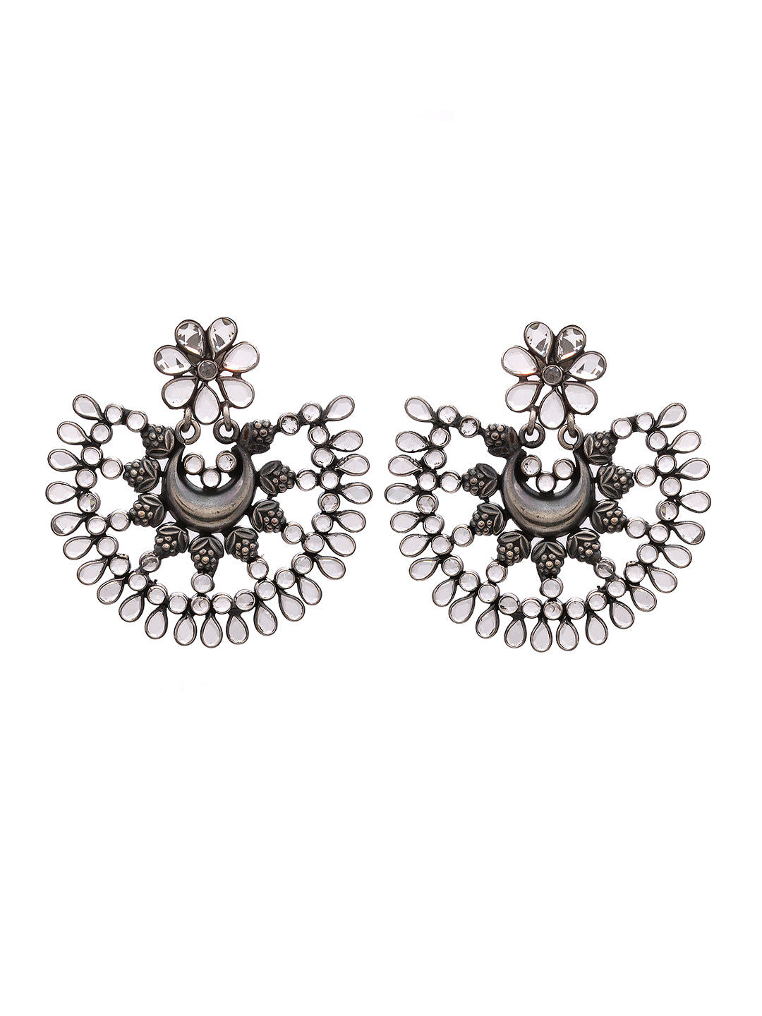 Oxidised Sterling Silver Chandbali Earrings