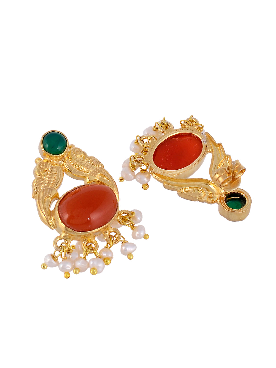 Buy Gold Earring Stud, Flower Stud Earring, Pearl Studs, Coral Stud Earring,  Ruby Studs Online in India - Etsy