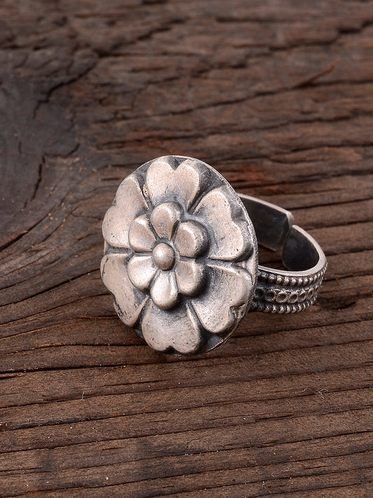 Floral 925 Sterling Silver Celtic Adjustable Lotus Ring
