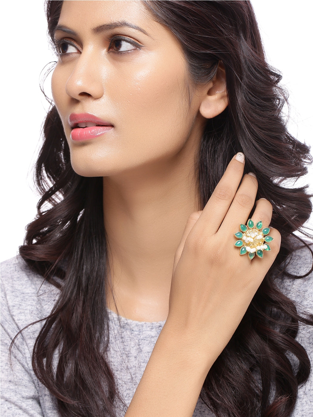 Grn Silver Rings Buy Gold Plated Handcrafted Sterling Silver Pearl Green 925 Silver ...