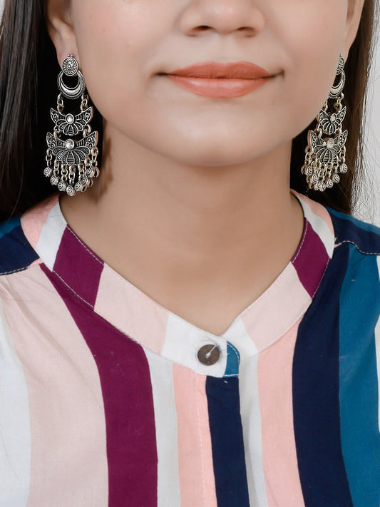 Statement Jewellery Oxidised Chandbali Earrings For Womens